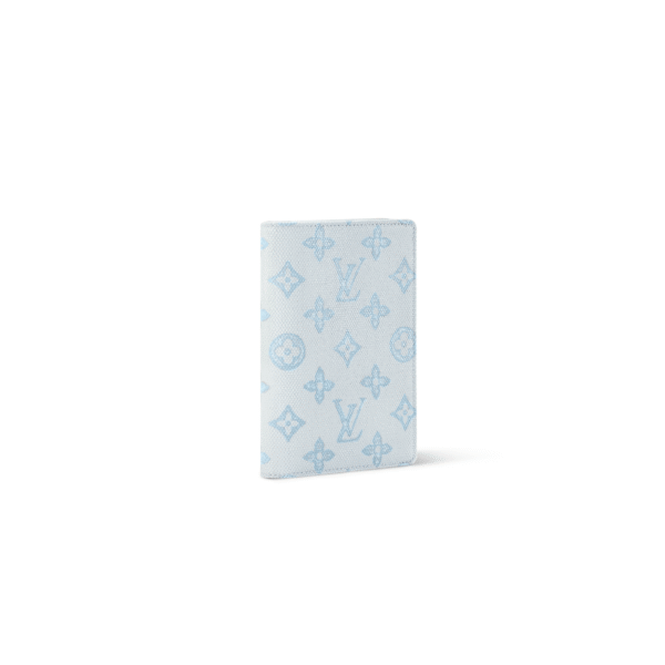 M27614 LouisV Passport Cover - Light Blue Monogram Canvas  Leather - 10 × 14 cm