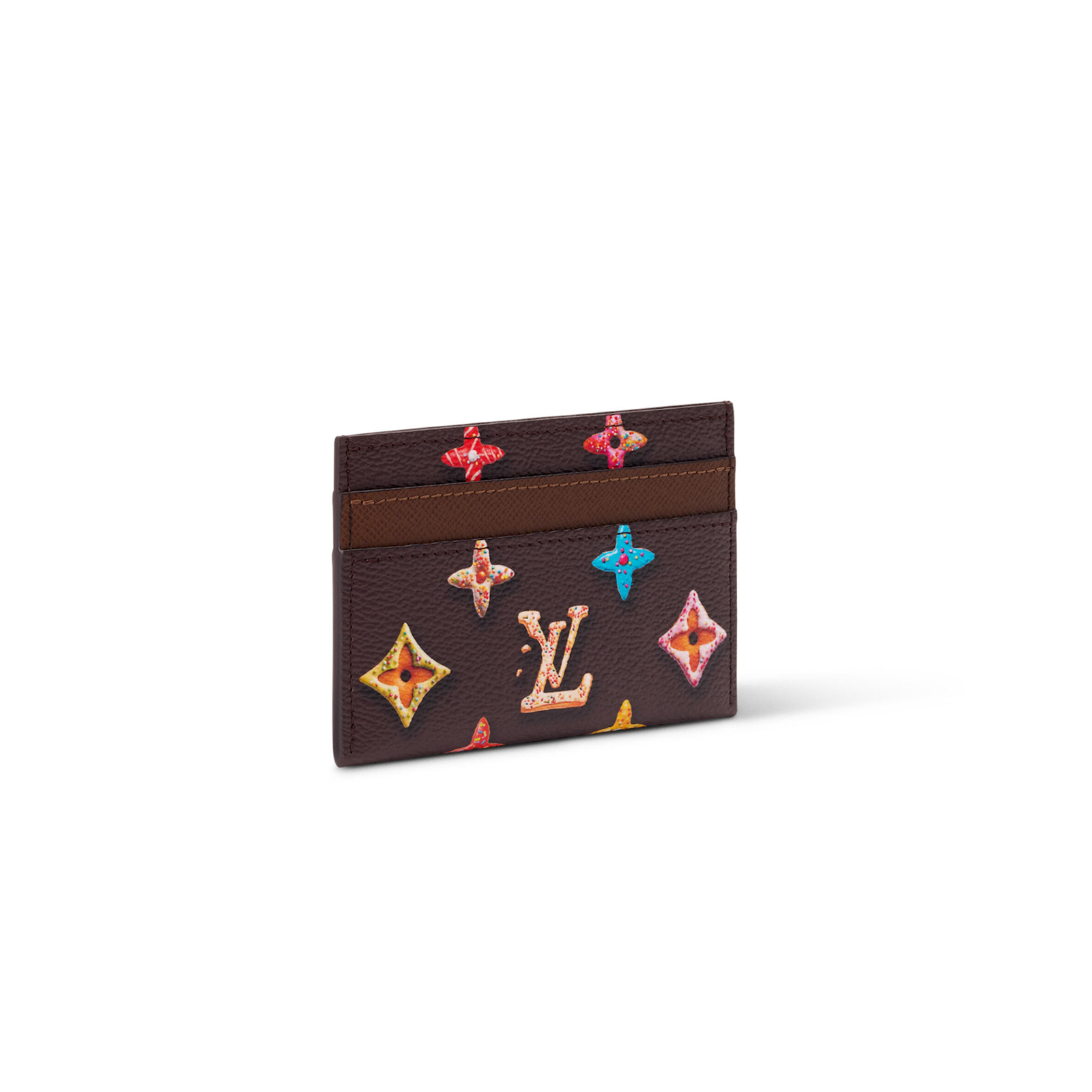 M28284 LouisV Double Card Holder - Brown Monogram Donuts Coated Canvas - 7 × 1.5 × 11 cm