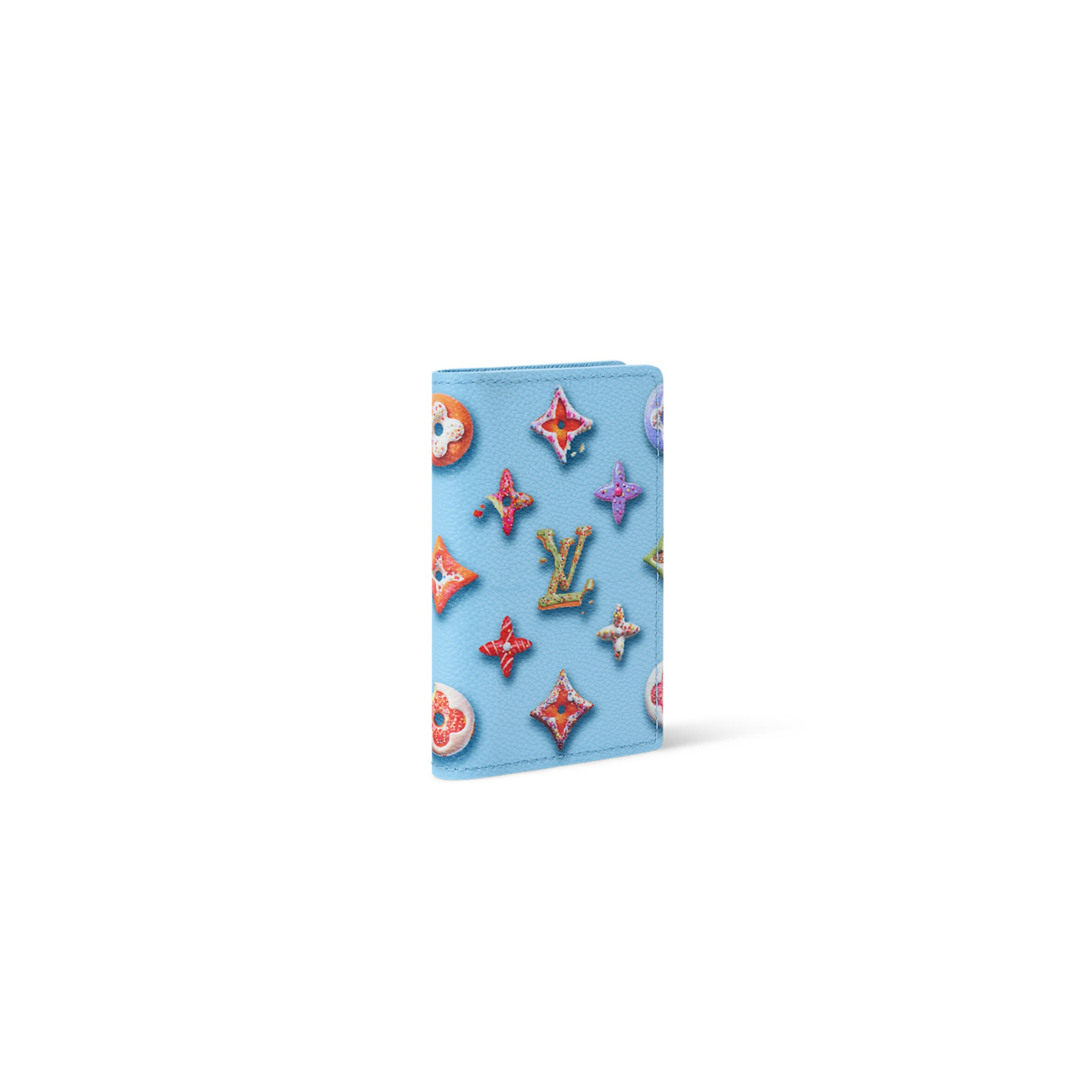 M28045 LouisV Pocket Wallet - Blue Brushed Monogram Leather - 7.5 × 11.1 × 1 cm