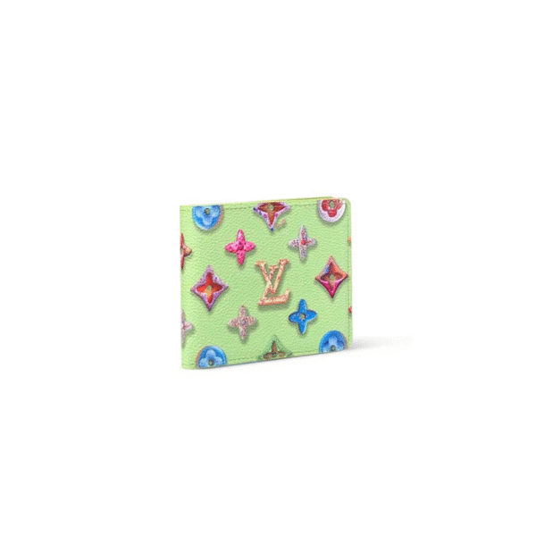 M28042 LouisV Multiple Wallet - Green Monogram Donuts Coated Canvas - 8.5 × 2 × 11 cm