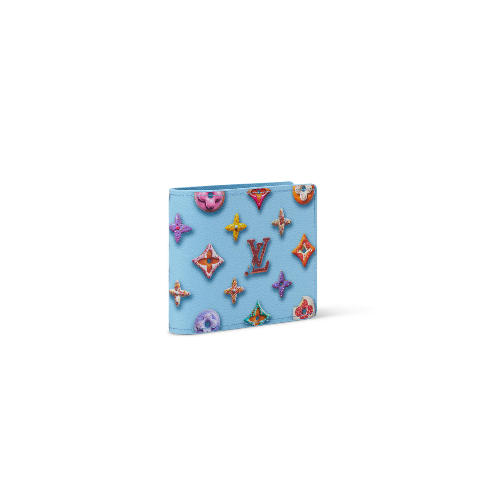 M28285 LouisV Multiple Wallet - Light Blue Monogram Donuts Coated Canvas - 8.5 × 2 × 11 cm
