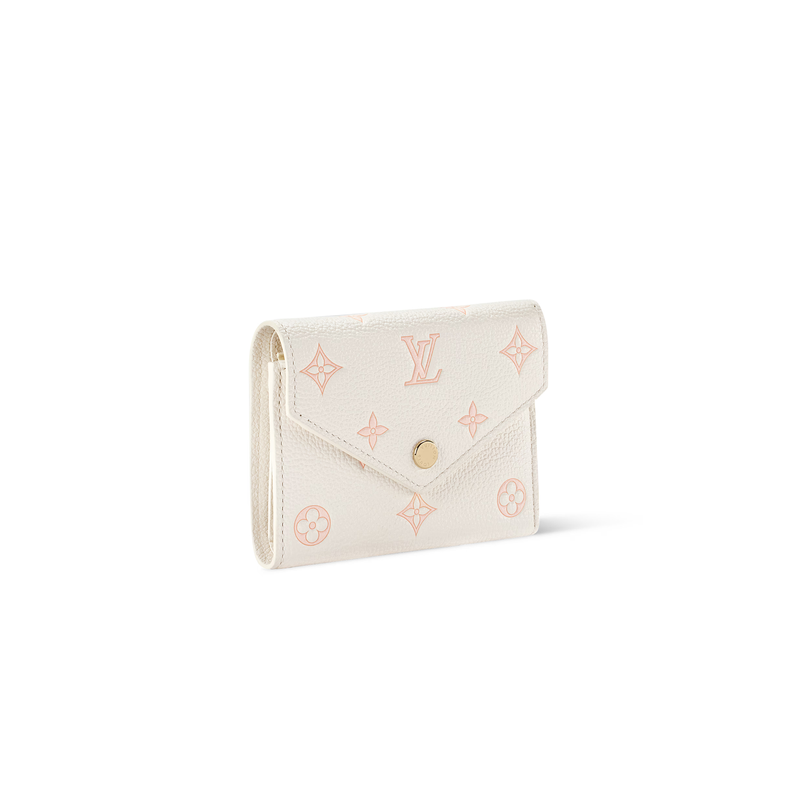 M28299 LouisV Victorine Wallet - Milky White  Peach Monogram Empreinte Leather - 12 × 9.5 × 2.5 cm