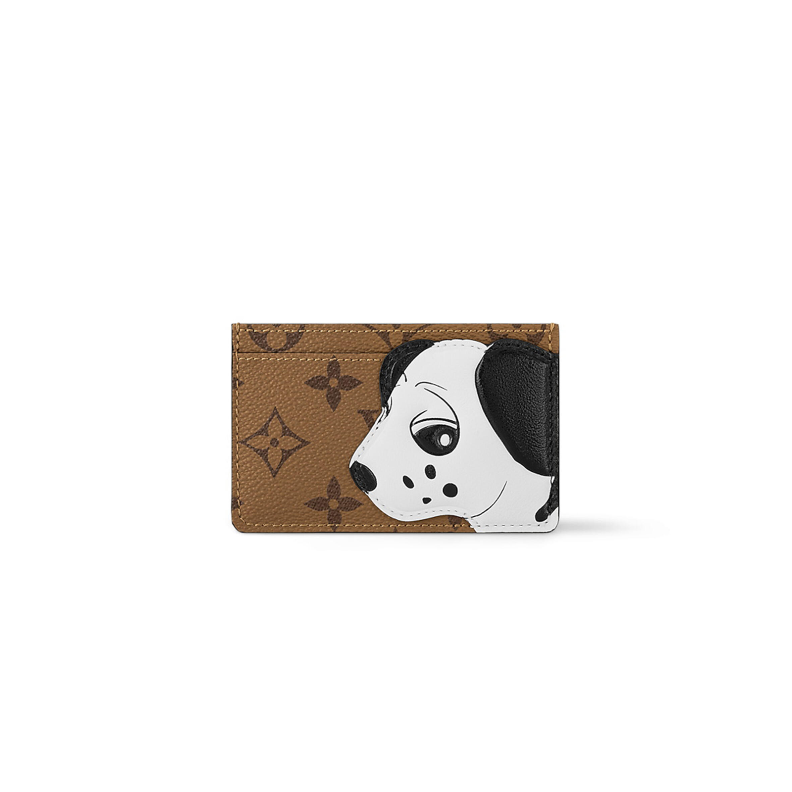 M83691 Louis Vuitton Card Holder Monogram Canvas Dog Print Brown 11 x 7 x 0.5 cm