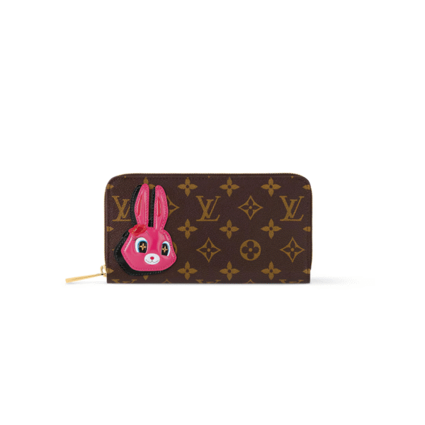 M83689 Louis Vuitton Zippy Wallet Monogram Canvas Rabbit Print Brown 19 x 10 cm