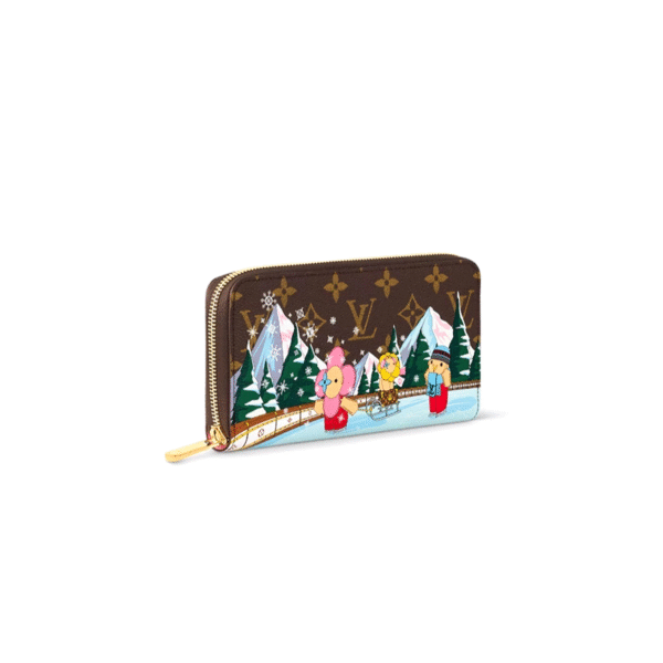 M60018 Louis Vuitton Zippy Wallet Monogram Snowflake Canvas Brown 19.5 x 10.5 x 2.5 cm