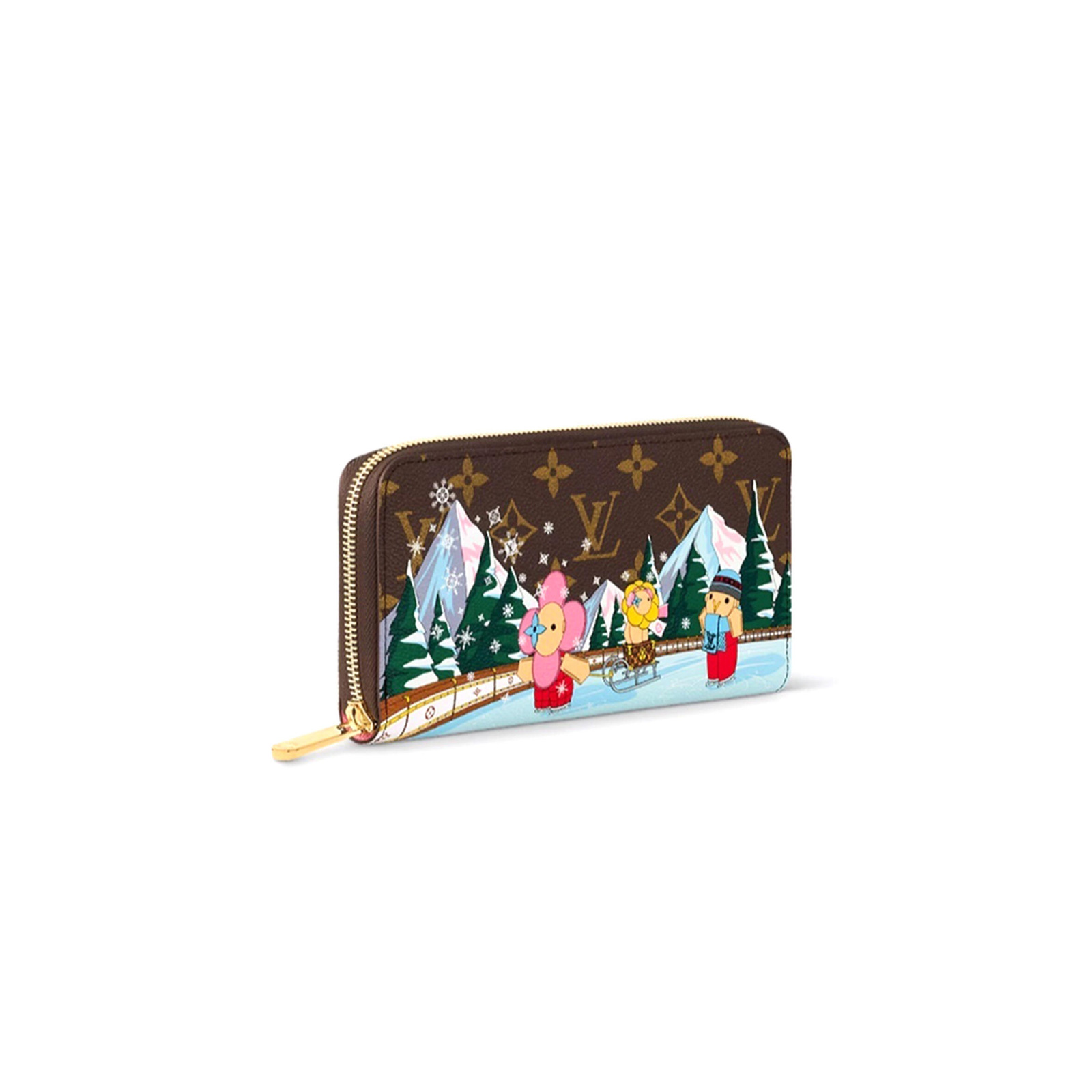 M60018 Louis Vuitton Zippy Wallet Monogram Snowflake Canvas Brown 19.5 x 10.5 x 2.5 cm