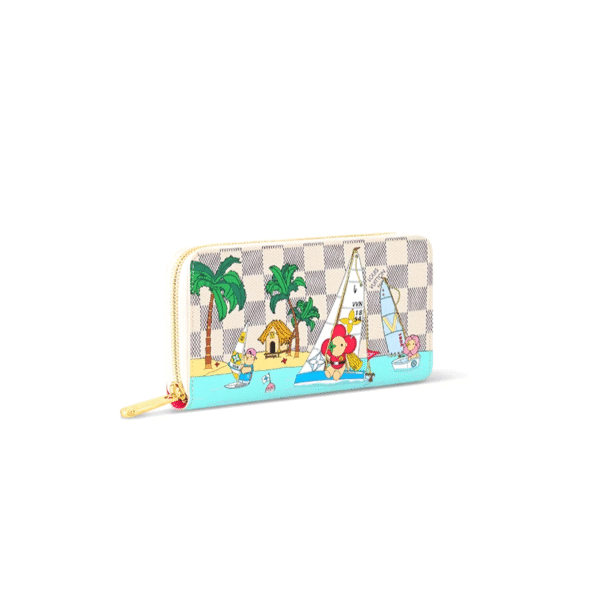 M40507 Louis Vuitton Zippy Wallet Damier Azur Canvas White Blue 19.5 x 10.5 x 2.5 cm