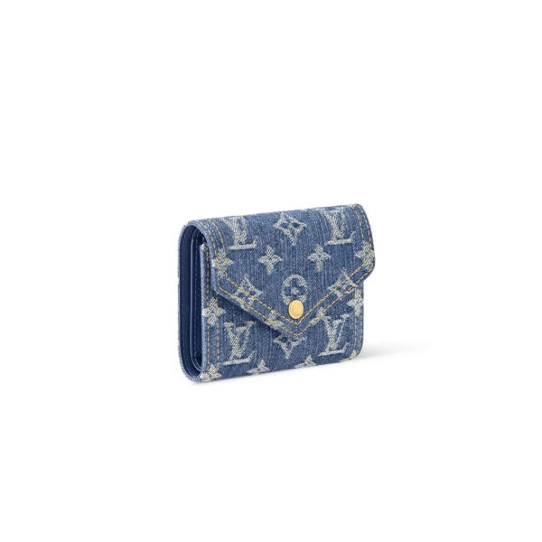 M13212 Louis Vuitton Victorine Wallet – Blue Monogram Denim with Leather Lining – 12 x 9.5 x 2.5 cm