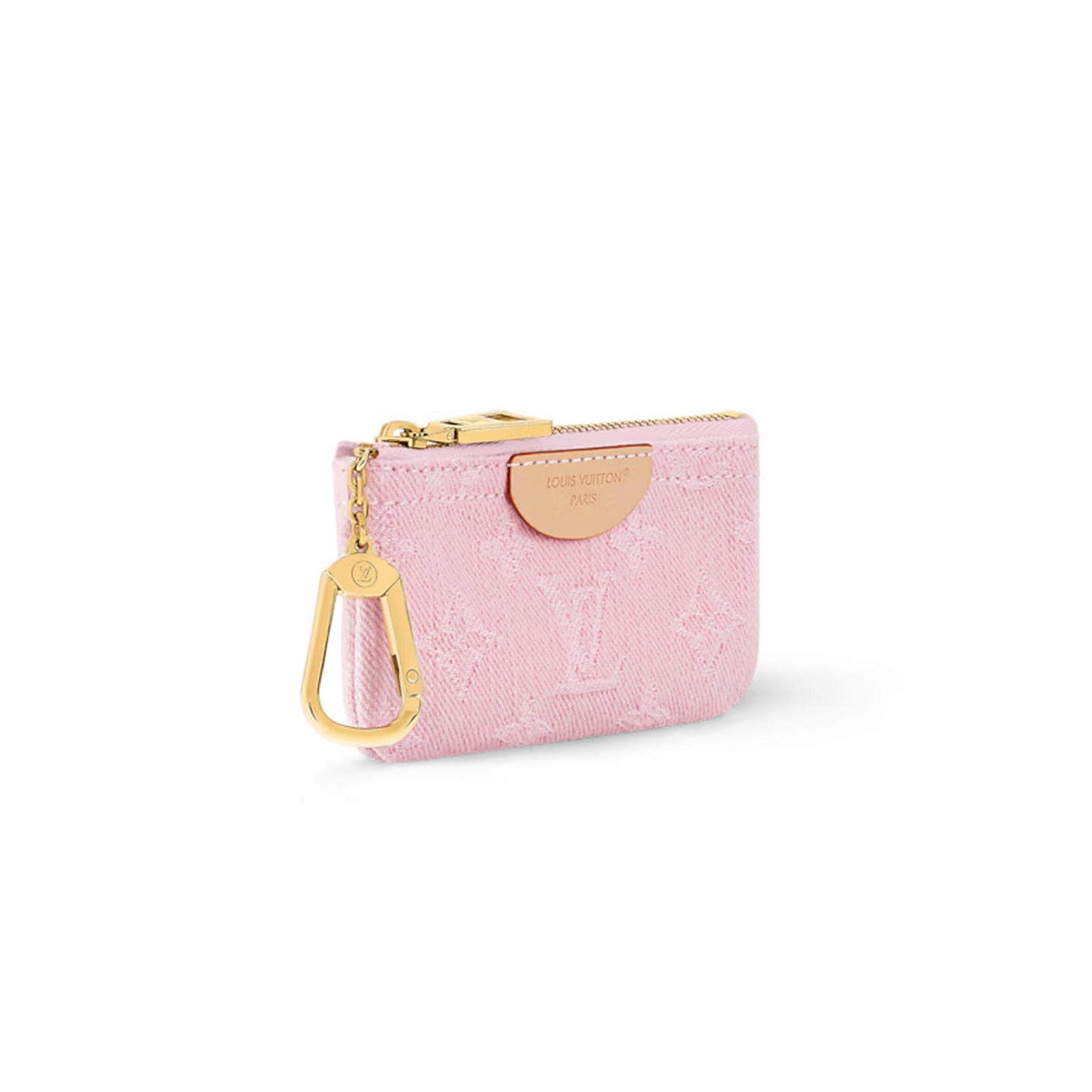 M13208 Louis Vuitton Key Pouch – Pink Monogram Denim with Leather Trim – 12 x 7 x 1.5 cm