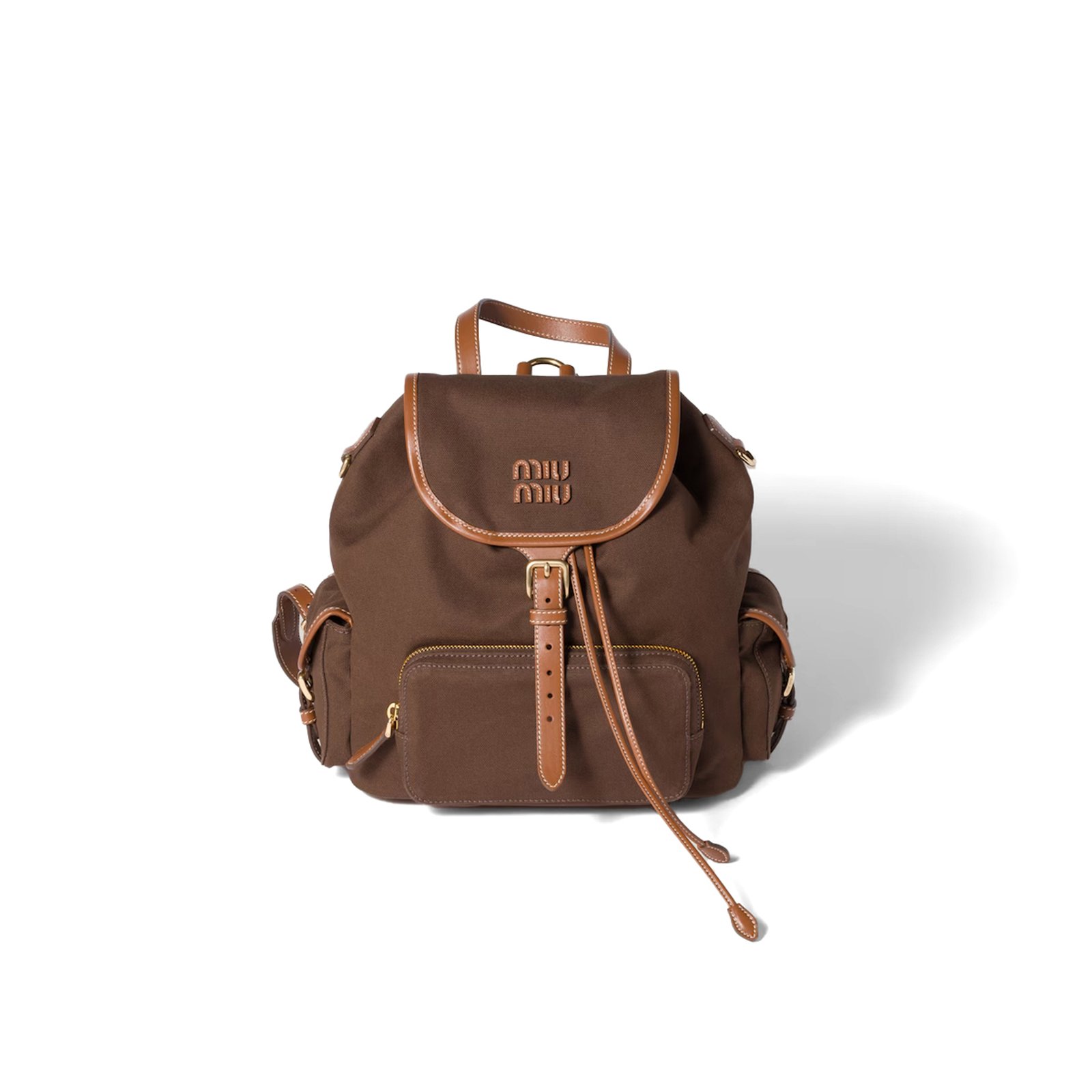 5BZ042 MIU CANVAS AND LEATHER BACKPACK  (29.5*25*12.5cm)