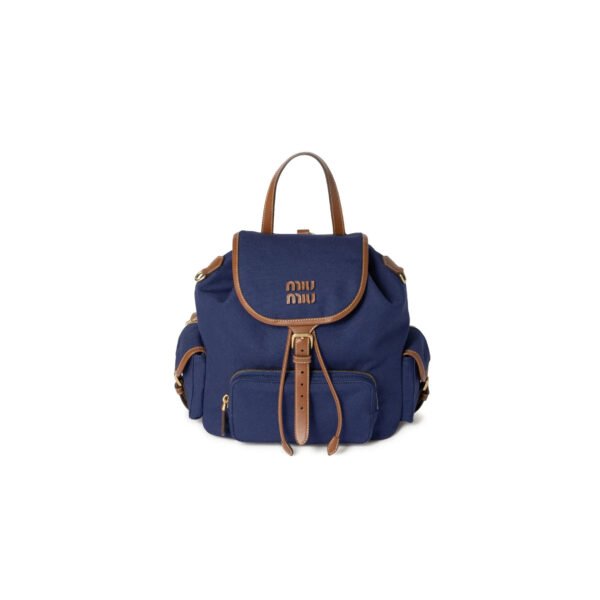 5BZ042 MIU CANVAS AND LEATHER BACKPACK (29.5*25*12.5cm)