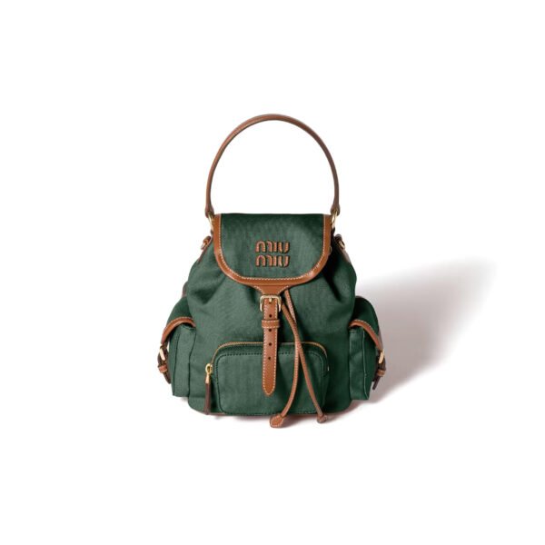 5BZ043 MIU CANVAS AND LEATHER BACKPACK (22*18*11.5cm)