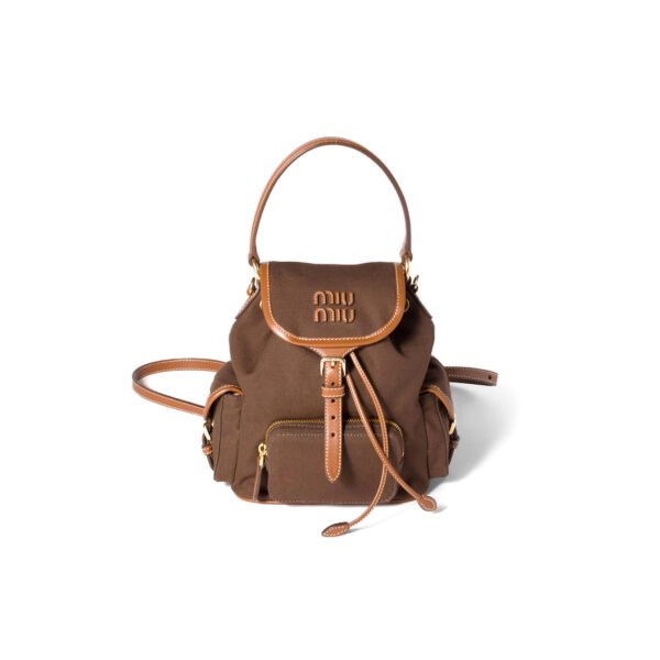 5BZ043 MIU CANVAS AND LEATHER BACKPACK (22*18*11.5cm)