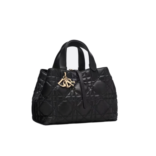 Medium Dior Toujours Bag Black Calfskin with Macrocannage