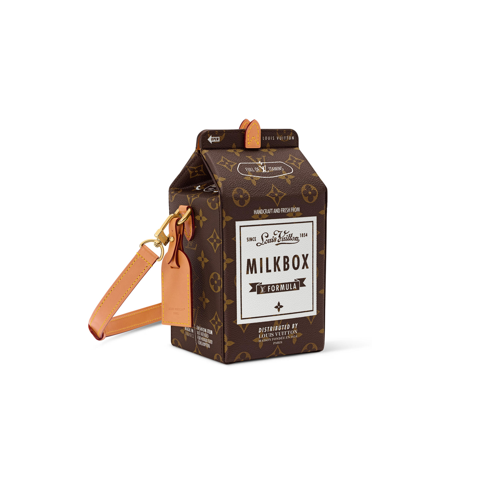 M29326 LouisV Milk Bag – Monogram Canvas with Leather Trim – 12 x 22 x 10 cm