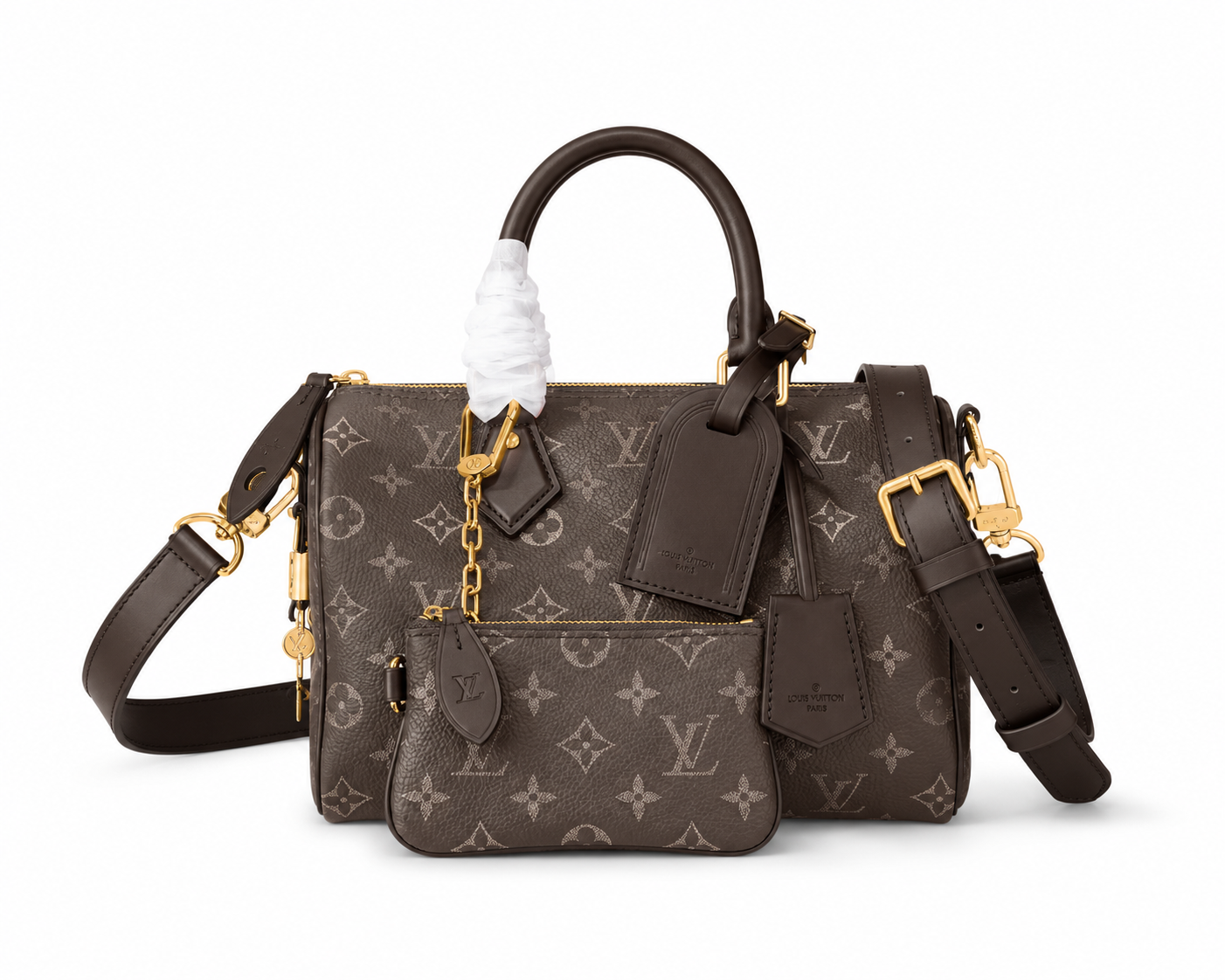 M27974 LouisV Speedy P9 Bandoulière 25 - Coffee Brown Monogram Calfskin Leather - 25 × 15 × 15 cm