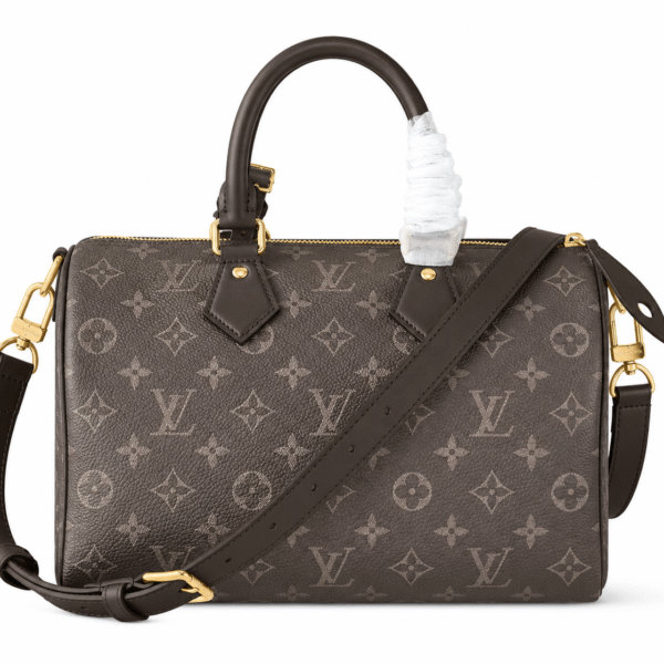 M14064 LouisV Speedy P9 Bandoulière 30 - Ebony Monogram Calfskin Leather - 30 × 17 × 21 cm