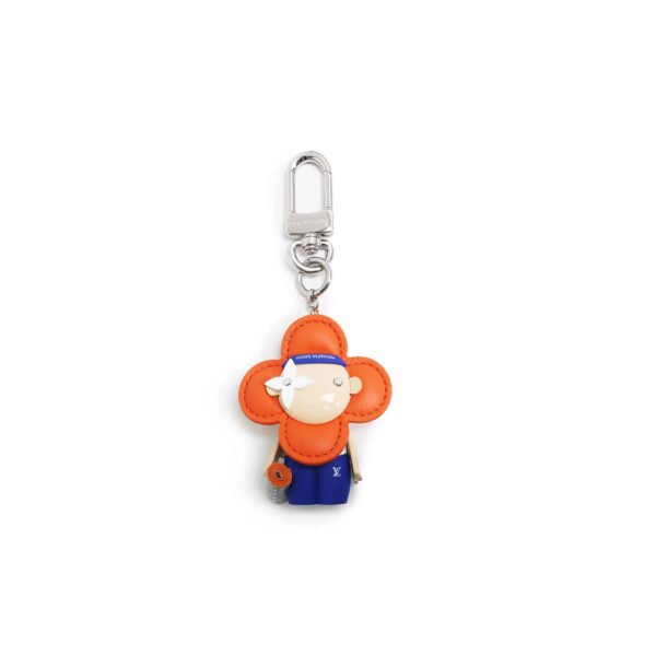 LOUIS VUITTON BAG CHARM VIVIENNE GYM KEY HOLDER CALFSKIN, ORANGE & BLUE M01198