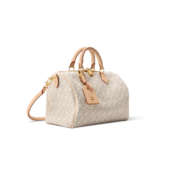 M28479 LouisV Speedy Soft 30 - Brown Monogram Emblème Jacquard Canvas / Leather - 30 × 21 × 17 cm