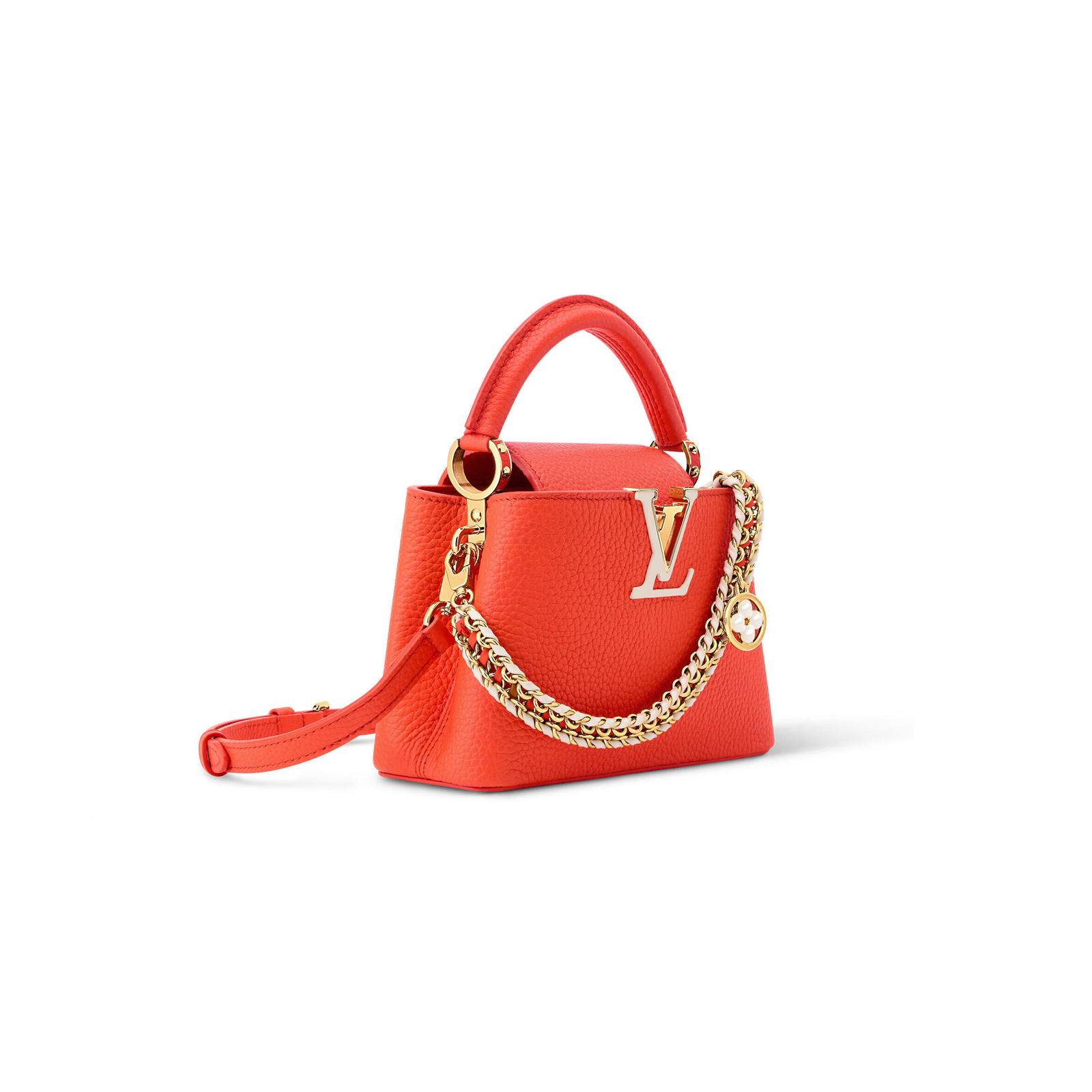M29439 LouisV Capucines Mini - Red Taurillon Leather  Enamel Monogram Detail - 21 × 14 × 8 cm