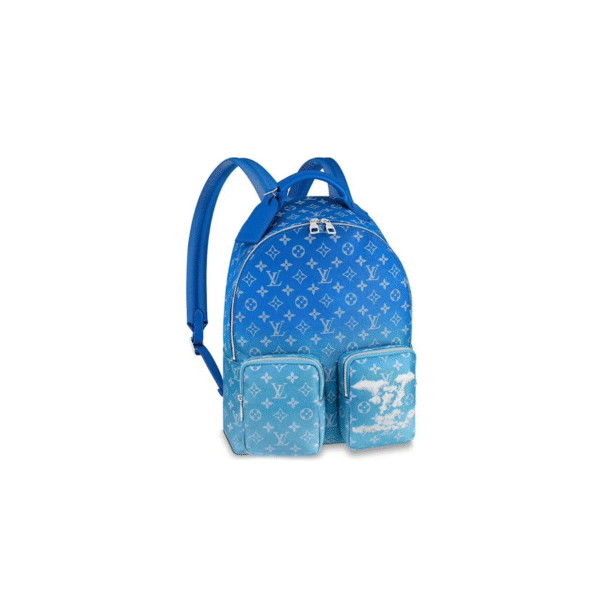 M45441 LouisV Backpack - Blue Sky Monogram Canvas  Leather Trim - 30 × 40 × 20 cm