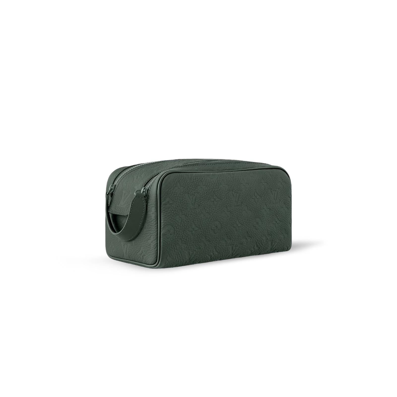 M24442 LouisV Dopp Kit Toiletry Bag - Dark Green Monogram Embossed Taurillon Leather - 28 × 15 × 16.5 cm