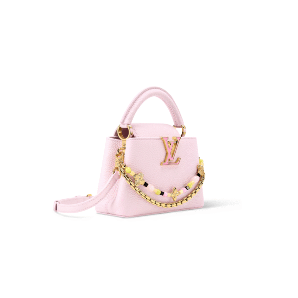 M29500 LouisV Capucines East West Mini Bag - Pink Taurillon Leather  Chain Detail - 22 × 13.6 × 8 cm