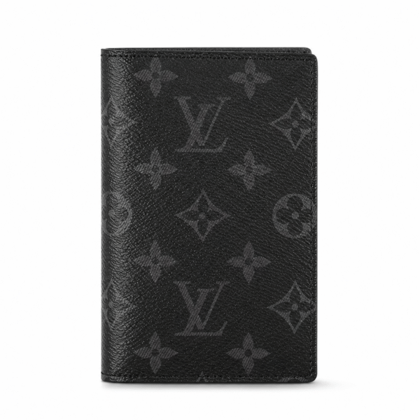 M64502 LouisV Passport Cover - Black Monogram Canvas / Grained Calf Leather Lining - 14 × 10 × 2.5 cm