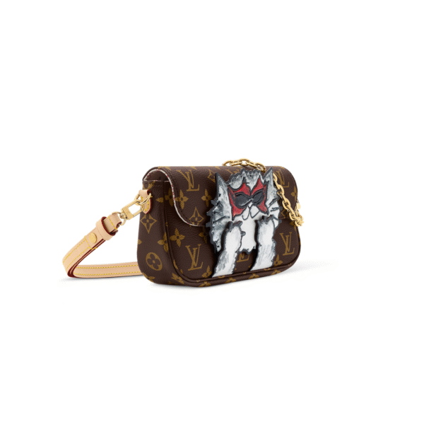 M15148 LouisV Wallet On Chain Ivy - Brown Monogram Canvas Cat Illustration / Leather - 23.5 × 12 × 4.3 cm