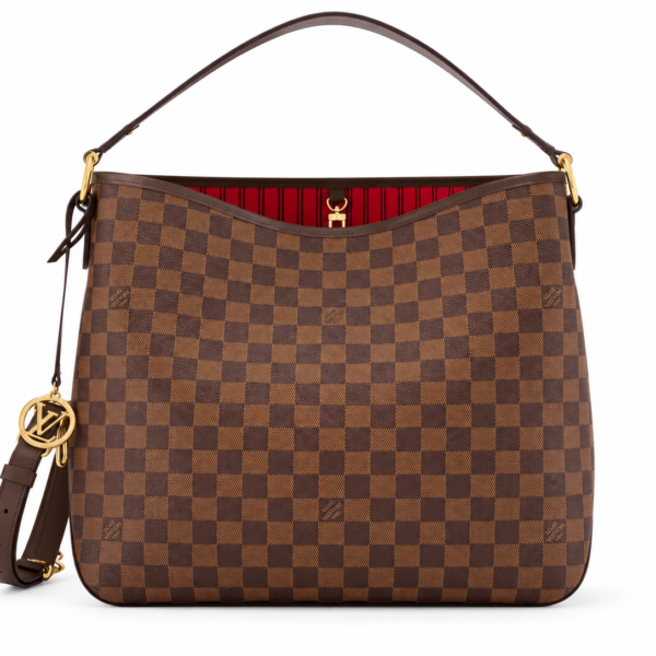 N41460 LouisV Delightful MM Tote Bag - Damier Azur Canvas / Red Textile Lining - 42 × 33 × 15 cm
