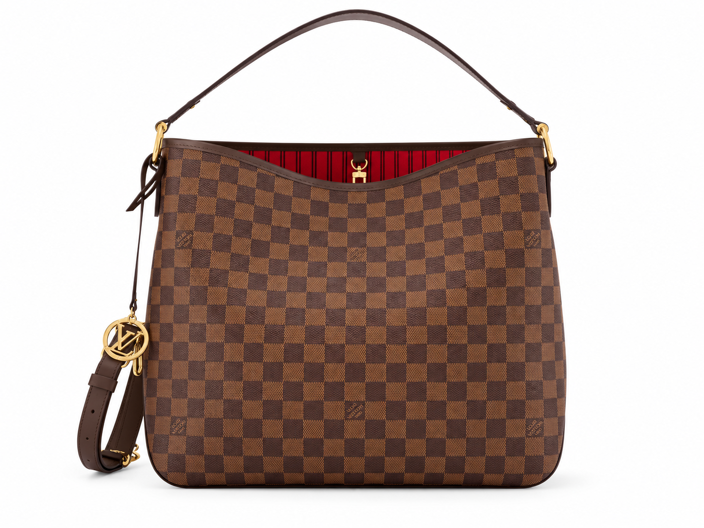 N41460 LouisV Delightful MM Tote Bag - Damier Azur Canvas / Red Textile Lining - 42 × 33 × 15 cm