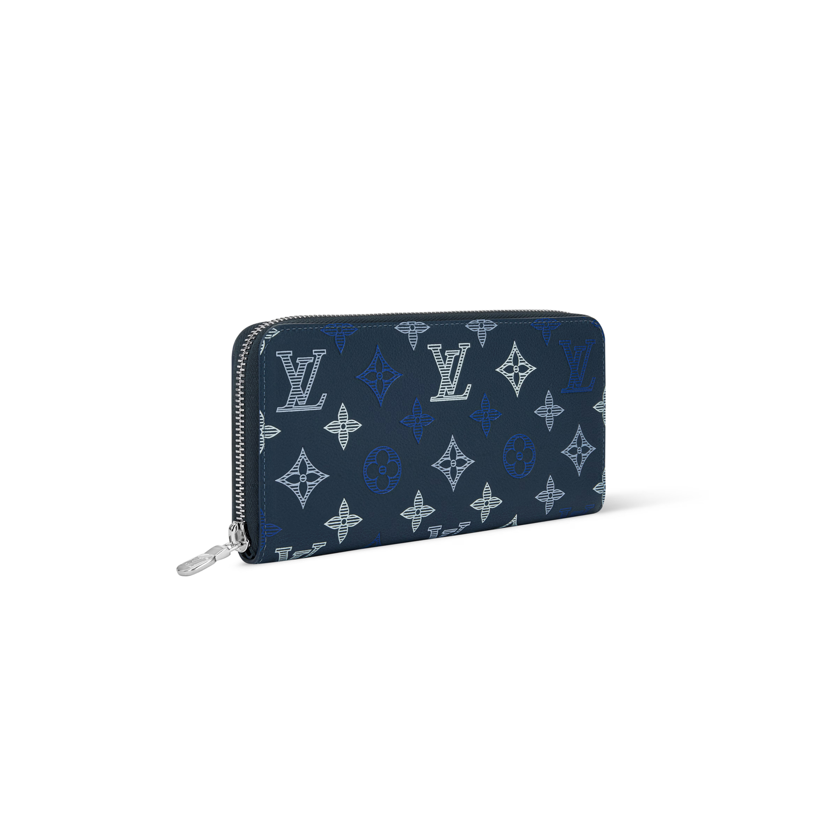 M29777 Louis Vuitton Zippy Wallet Horizontal Navy Blue Damier Shadow Leather Long Zip Wallet 21 × 10 × 2.5 cm