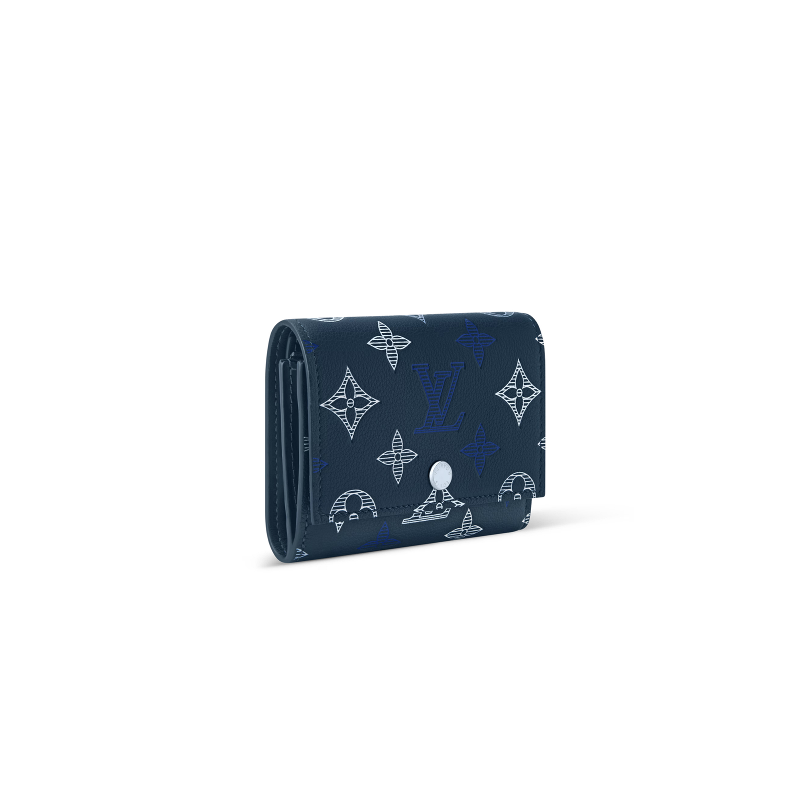 M29130 Louis Vuitton Victor Wallet Navy Blue Monogram Shadow Leather Compact Flap Wallet 11.5 × 9 × 2.5 cm