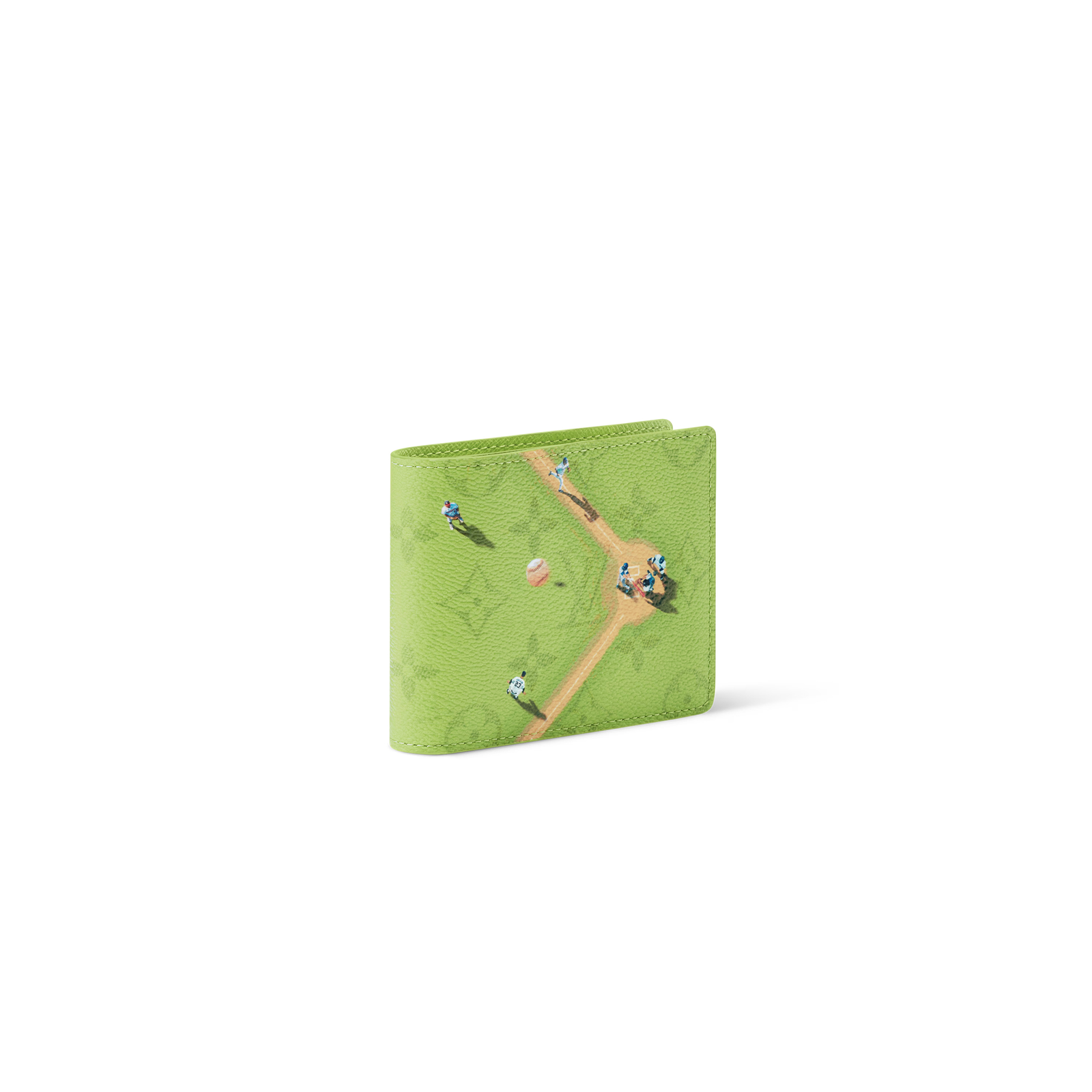 M2A341 Louis Vuitton Slender Wallet Avocado Green Colored Monogram Canvas Baseball Print Slim Bifold Wallet 11 × 8.5 × 2 cm