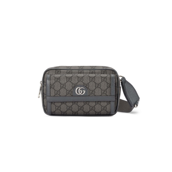 746308 Gucci Ophidia Mini Bag Beige Ebony GG Canvas Leather Trim Crossbody Shoulder Bag 20 × 12.5 × 9 cm