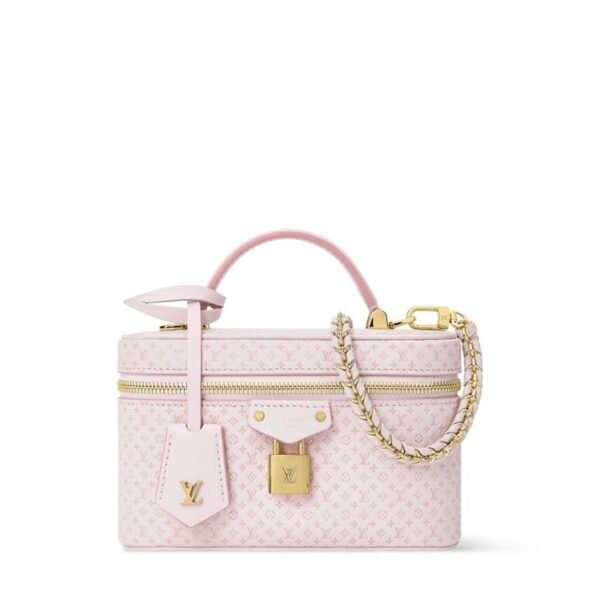 M29344 Louis Vuitton Vanity Chain Pouch Pink Minigram Canvas Leather Chain Crossbody Bag 19 × 11.5 × 6.5 cm