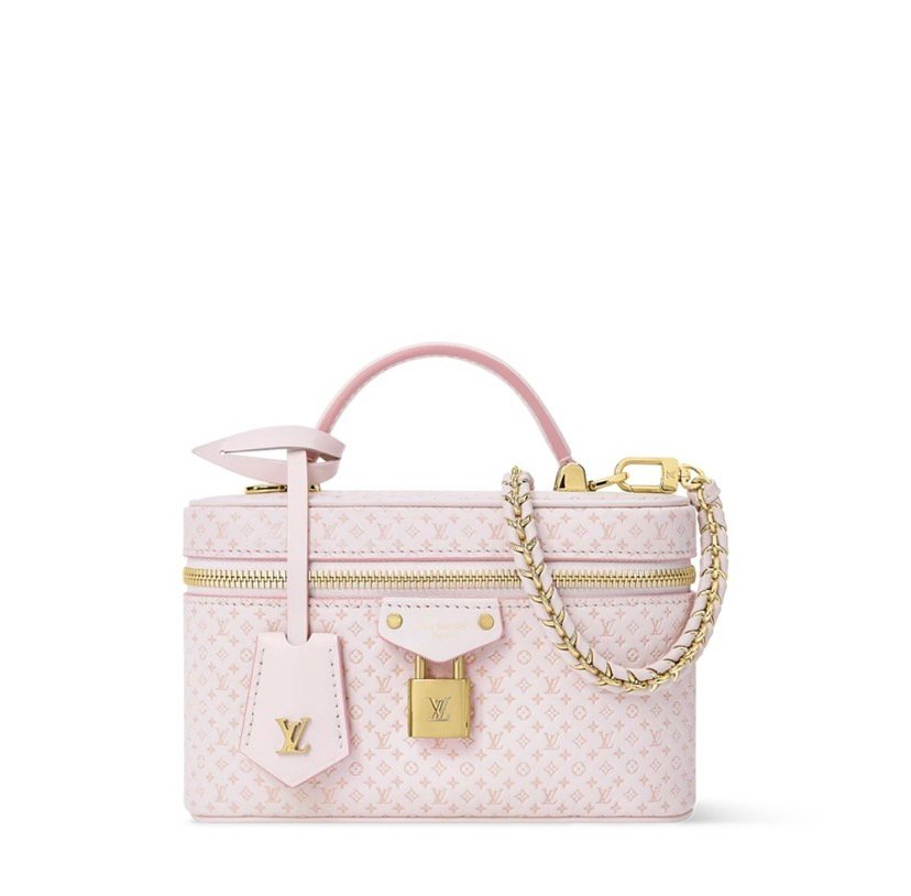 M29344 Louis Vuitton Vanity Chain Pouch Pink Minigram Canvas Leather Chain Crossbody Bag 19 × 11.5 × 6.5 cm