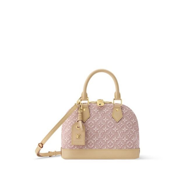 M2A378 Louis Vuitton Alma BB Bag Pink Monogram Emblème Jacquard Canvas Top Handle Shoulder Bag 23.5 × 17.5 × 11.5 cm