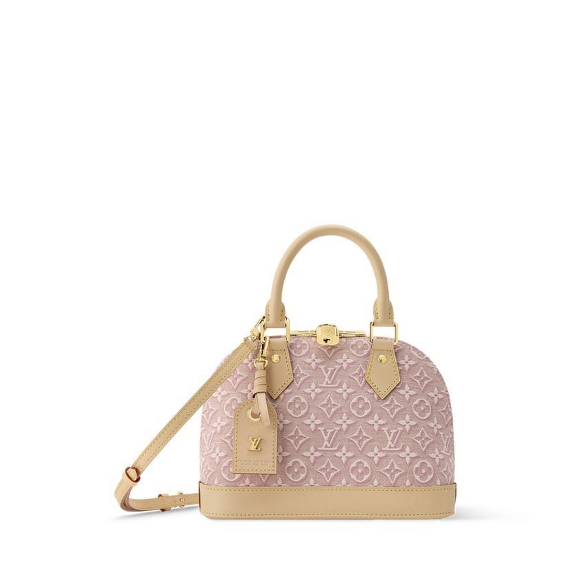 M2A378 Louis Vuitton Alma BB Bag Pink Monogram Emblème Jacquard Canvas Top Handle Shoulder Bag 23.5 × 17.5 × 11.5 cm