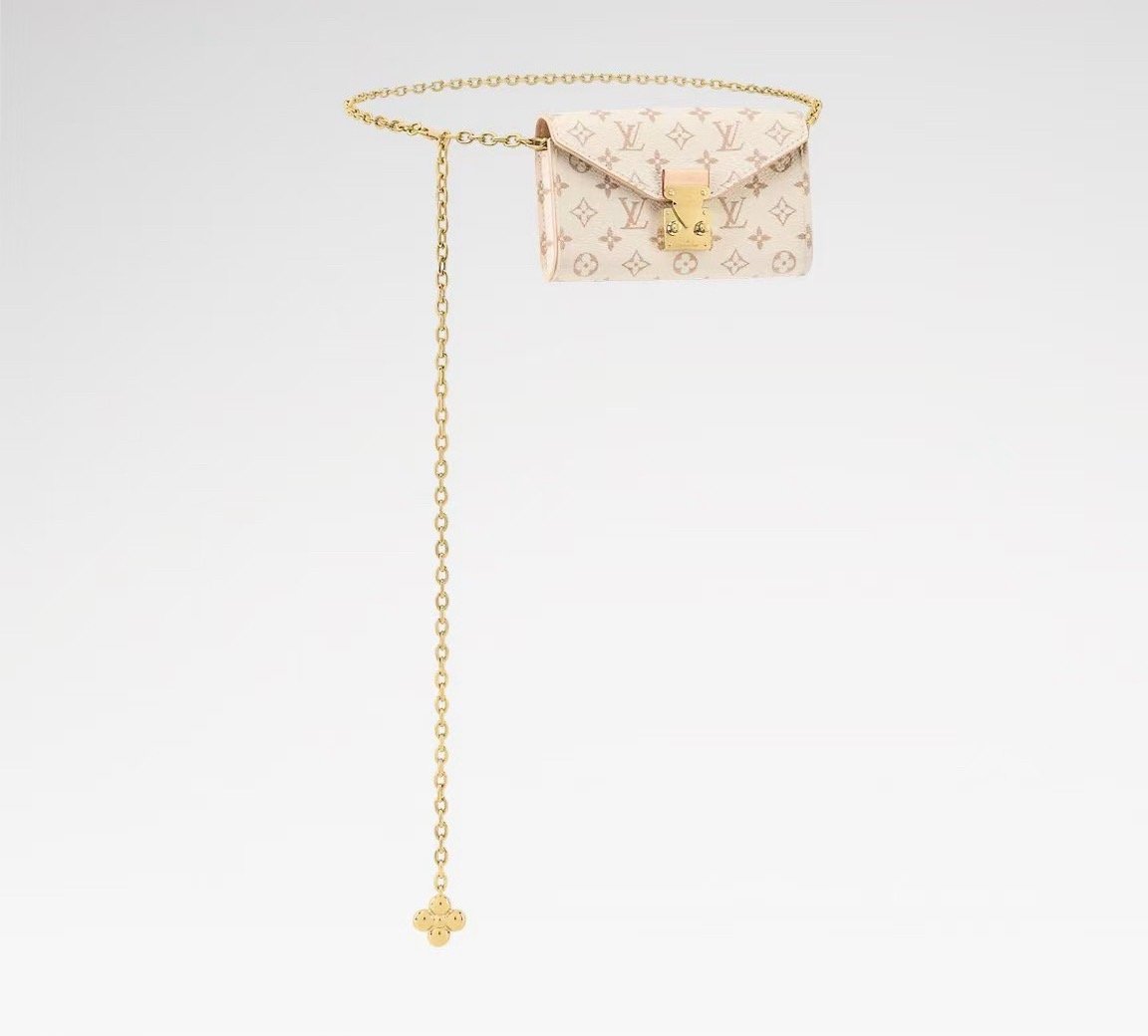 M4871Z Louis Vuitton Metis Belt Chain Pouch Monogram Dune Canvas Waist Bag White 13.5 × 8 cm