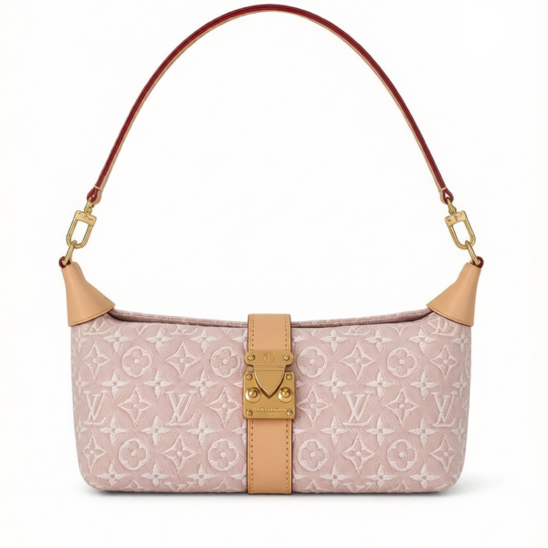 M2A382 Louis Vuitton Pochette Mia Pink Monogram Emblème Jacquard Denim Shoulder Bag 22 × 14.5 × 8 cm