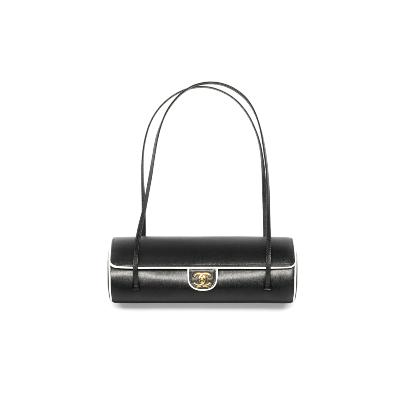 AS6181 Chanel Bowling Bag Black & White Grained Calfskin with Lambskin Lining Top Handle Shoulder Bag 30 × 11 × 11 cm
