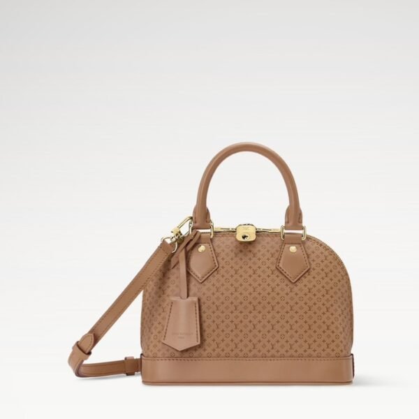 M29491 Louis Vuitton Alma BB Brown Cowhide Leather Minigram Pattern Top Handle Crossbody Bag 23.5 × 17.5 × 11.5 cm