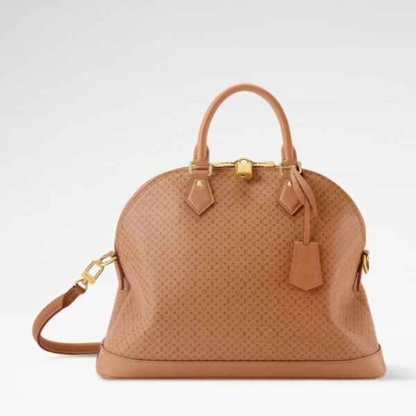 M28517 Louis Vuitton Alma MM Soft Brown Cowhide Leather Minigram Pattern Top Handle Shoulder Bag 37 × 28 × 13.5 cm