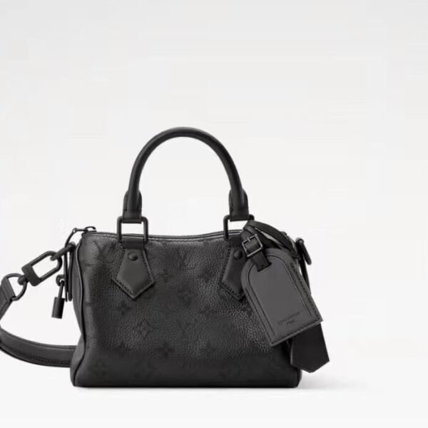 M28262 Louis Vuitton Speedy P9 Bandoulière 20 Black Calfskin Leather Monogram Pattern Top Handle Shoulder Bag 22 × 14 × 17.5 cm