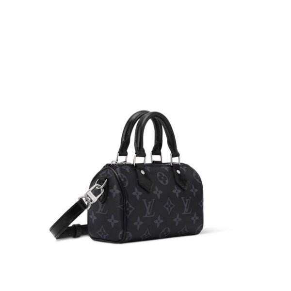 M26573 Louis Vuitton Nano Speedy Bag Monogram High Elastic Fabric with Leather Trim Top Handle Crossbody Bag 16 × 10 × 7.5 cm