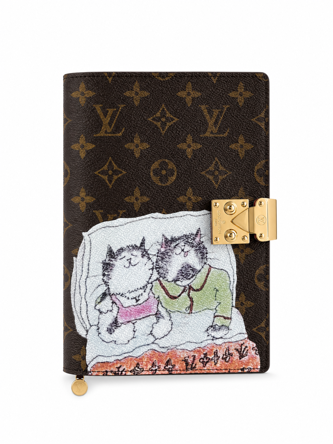 Louis Vuitton Paul Planner Notebook Cover Monogram Canvas Cartoon Cat Pattern 20 × 14 cm