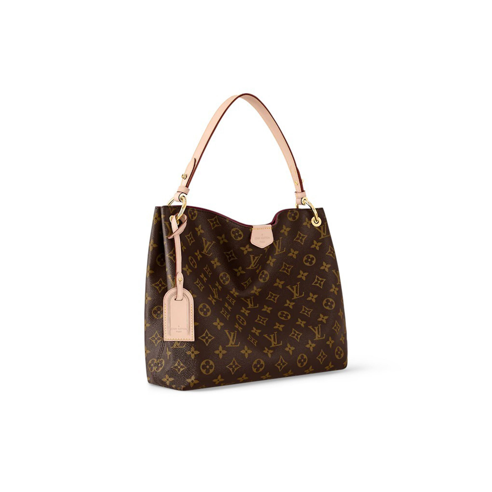 M43700 Louis Vuitton Graceful MM Bag Pink Monogram Canvas with Natural Cowhide Leather Trim Shoulder Bag 35 × 30 × 11 cm