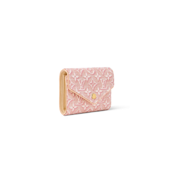 M2A151 Louis Vuitton Victorine Wallet Pink Monogram Emblème Jacquard Canvas Compact Trifold Wallet 12 × 9.5 × 2.5 cm