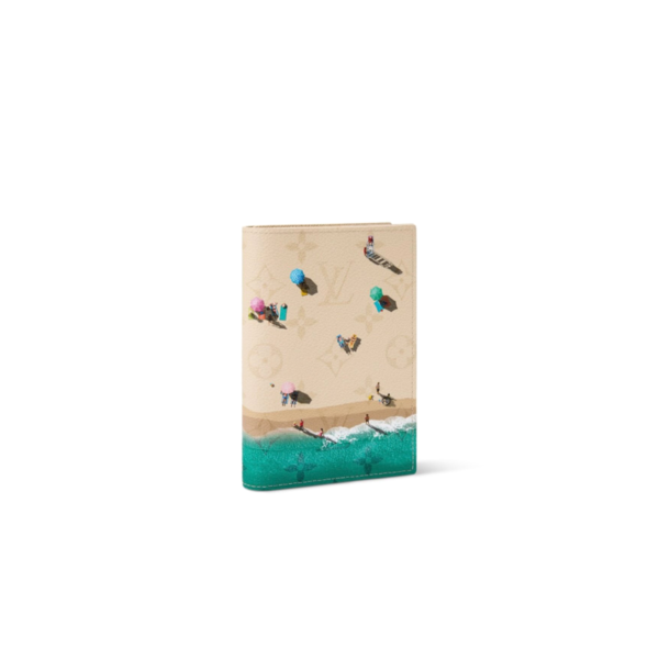 M2A349 Louis Vuitton Passport Cover Beige Colored Monogram Canvas Sports Print Travel Wallet 10 × 14 × 2.5 cm